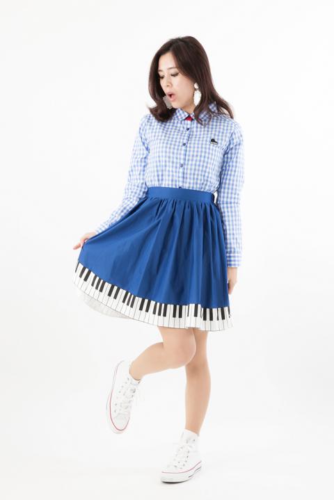 RADIO EVA DUO碇シンジモデル ピアノスカート&ギンガムチェックシャツ 