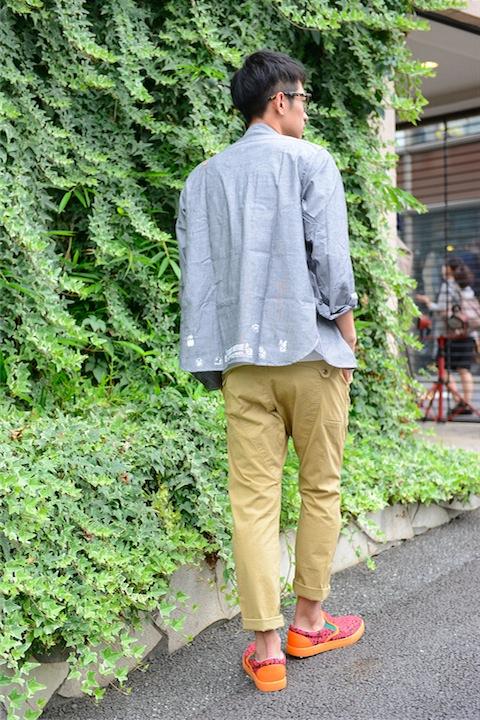 マリオシャンブレーシャツ+綾波モザイク柄Tシャツ