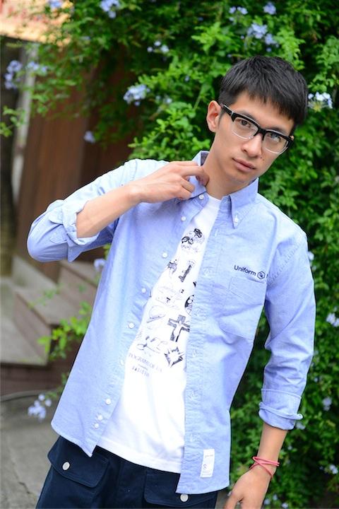 Uniform NERV オックスフォードシャツxRADIOEVAタイポグラフィTシャツ