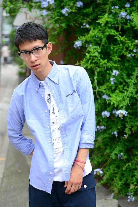 Uniform NERV オックスフォードシャツxRADIOEVAタイポグラフィTシャツ