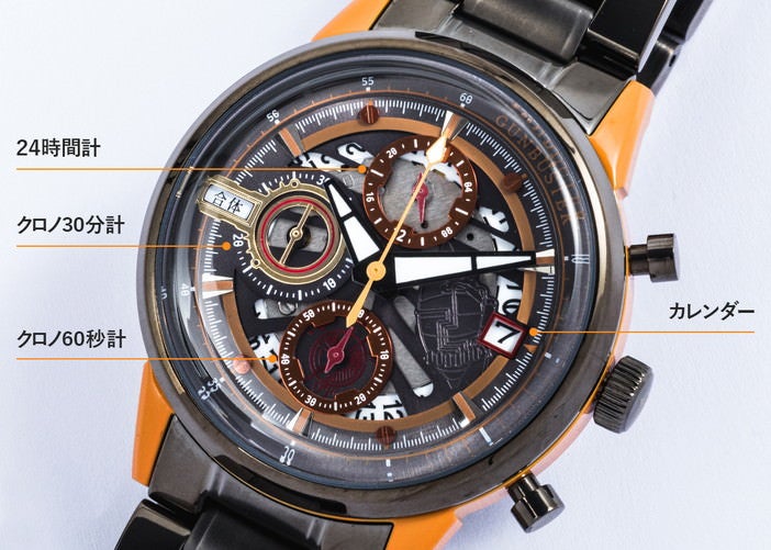 ガンバスター モデル 腕時計 24時間時計 クロノ30分計 クロノ60秒計 カレンダー