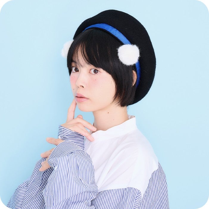 ベレー帽＆ポンポンヘアゴム セット