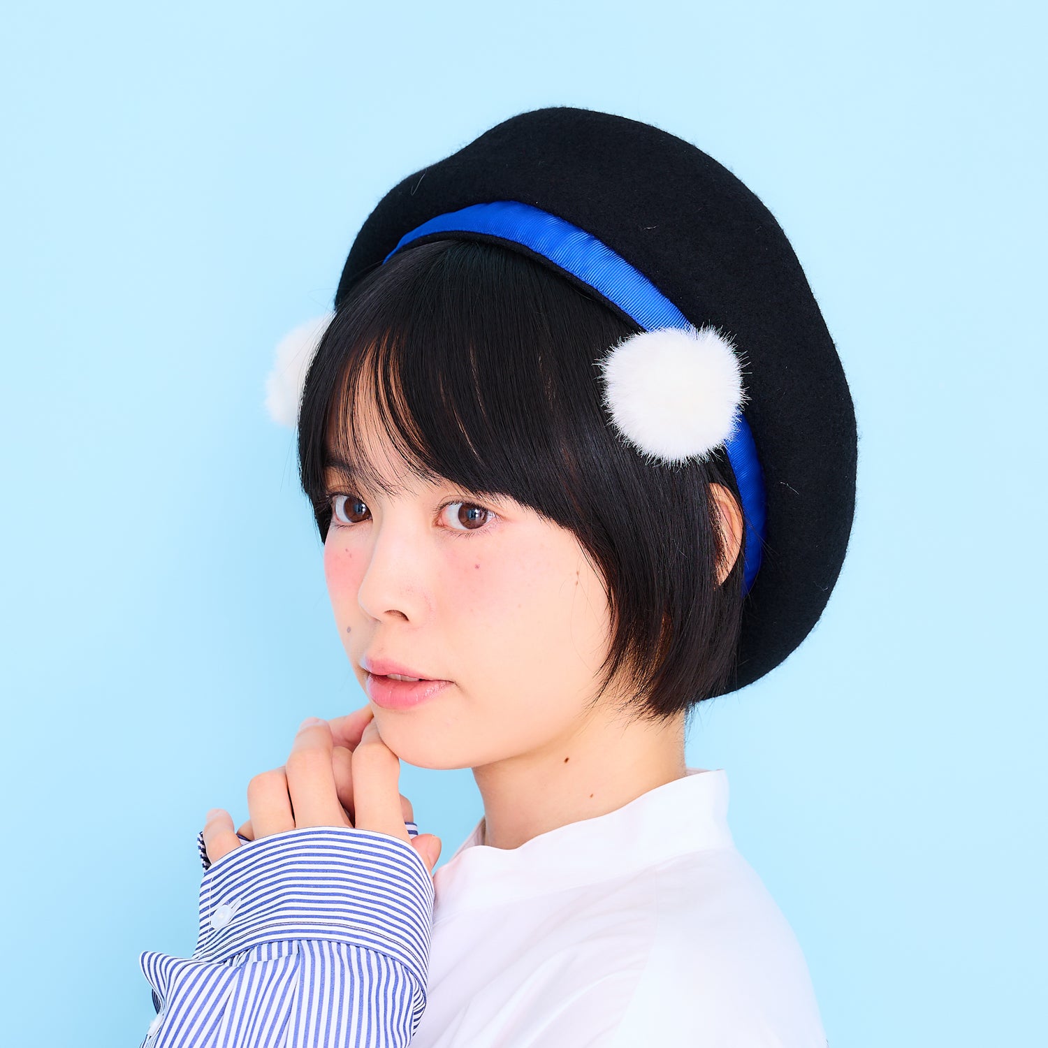 雨衣 モデル ベレー帽＆ポンポンヘアゴム セット